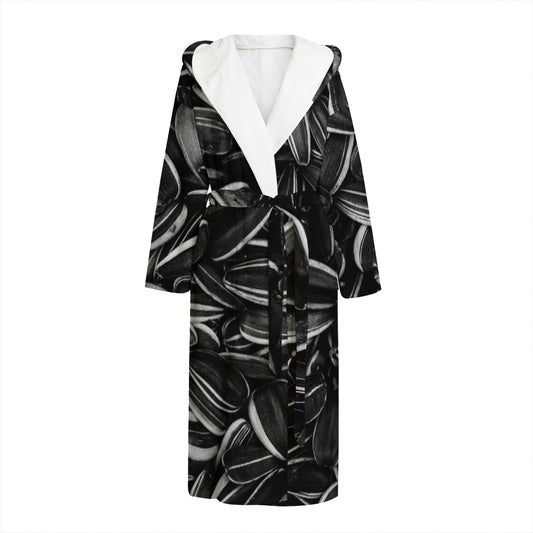 Sunflower Seeds Print Hooded Bathrobe