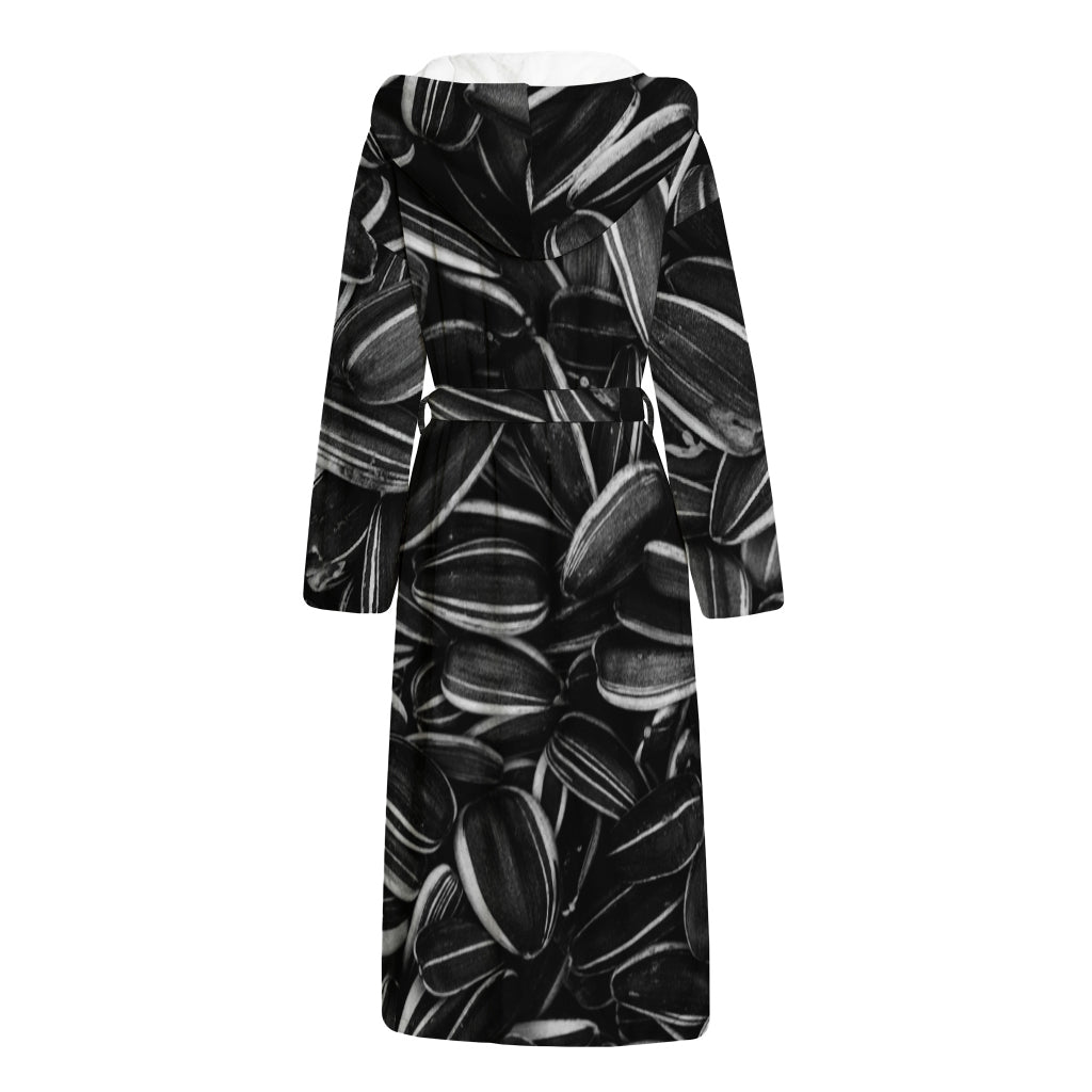 Sunflower Seeds Print Hooded Bathrobe
