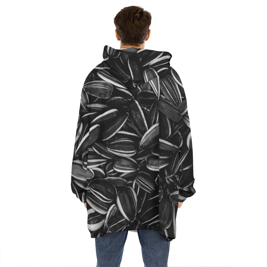 Sunflower Seeds Print Hoodie Blanket