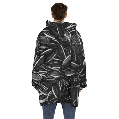 Sunflower Seeds Print Hoodie Blanket