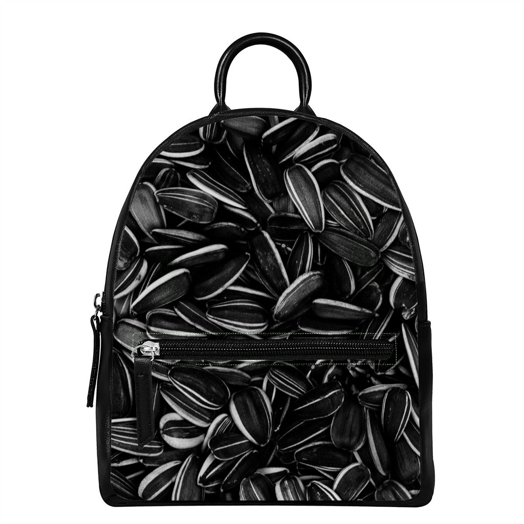 Sunflower Seeds Print Leather Backpack