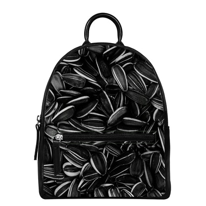 Sunflower Seeds Print Leather Backpack