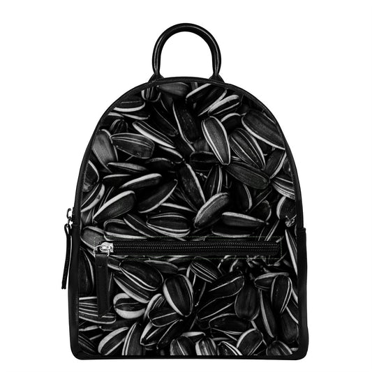 Sunflower Seeds Print Leather Backpack