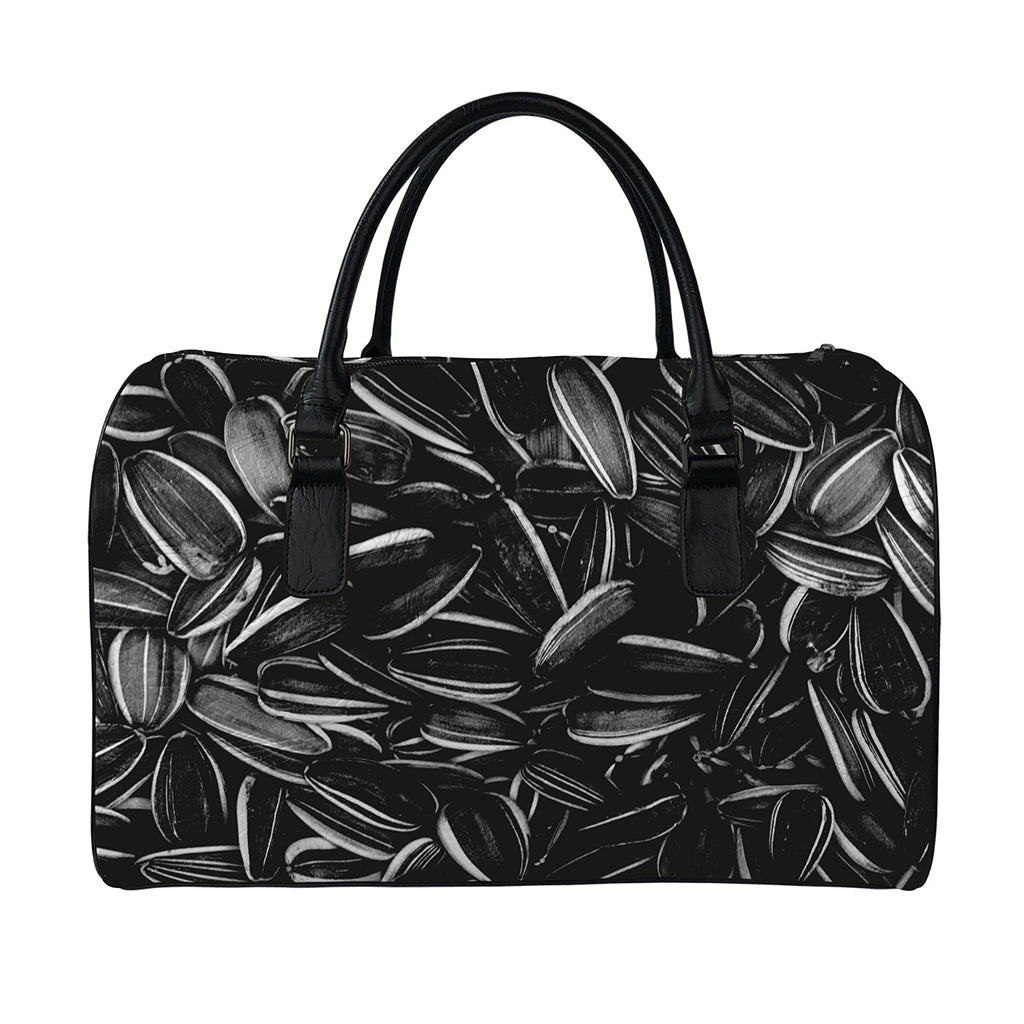 Sunflower Seeds Print Leather Duffle Bag