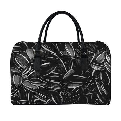 Sunflower Seeds Print Leather Duffle Bag