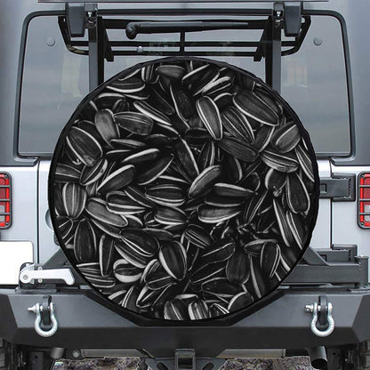 Sunflower Seeds Print Leather Spare Tire Cover