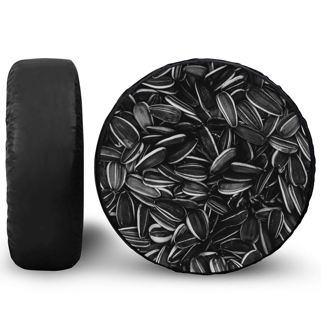 Sunflower Seeds Print Leather Spare Tire Cover
