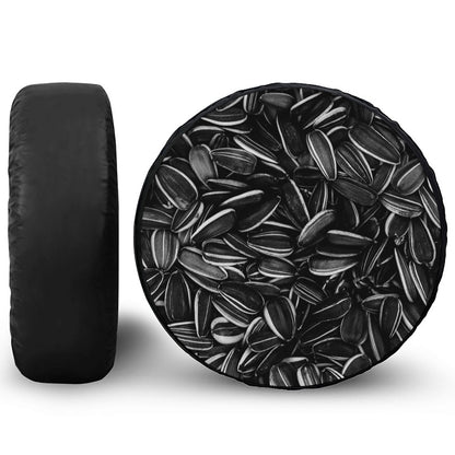 Sunflower Seeds Print Leather Spare Tire Cover
