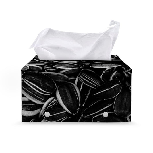 Sunflower Seeds Print Leather Tissue Box Cover
