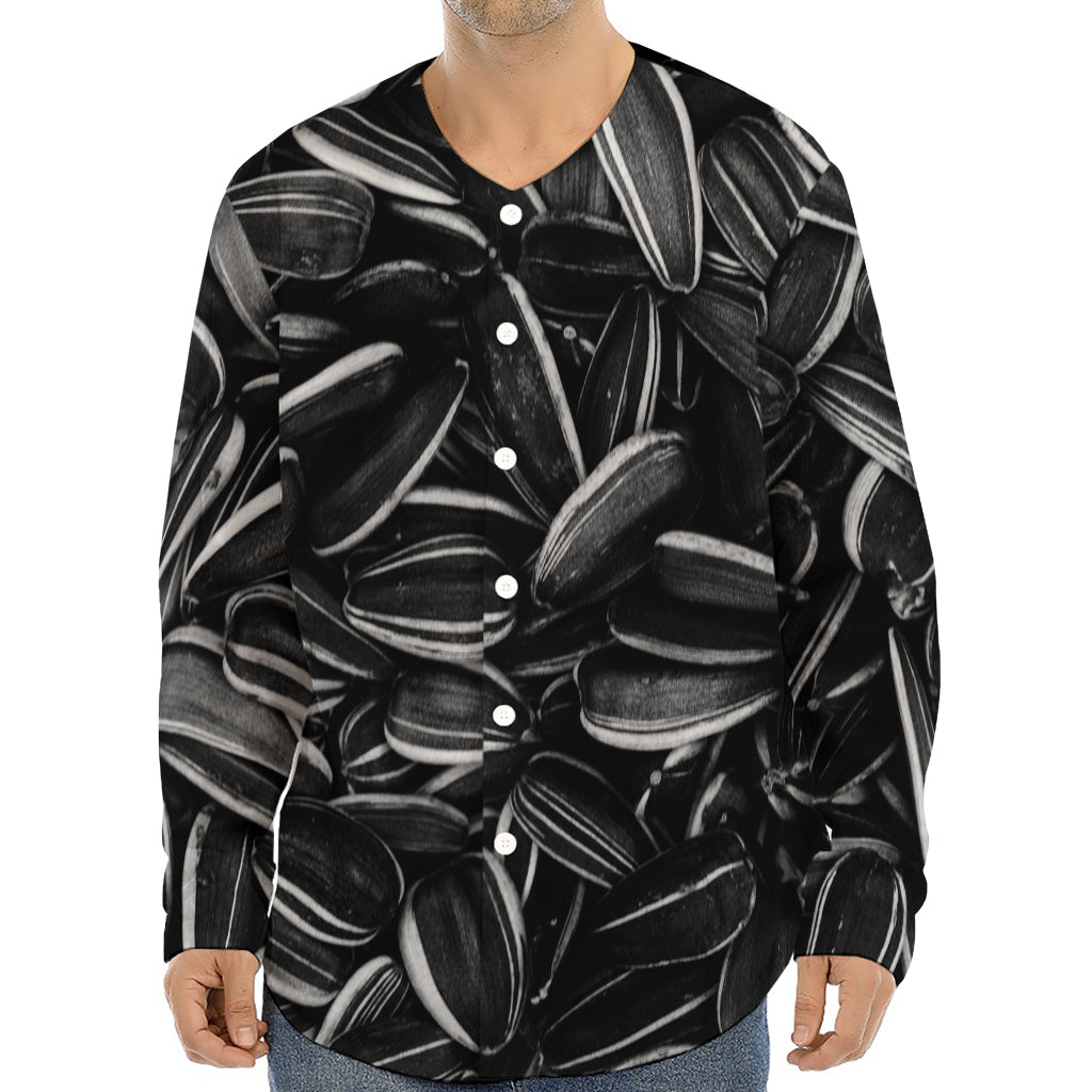 Sunflower Seeds Print Long Sleeve Baseball Jersey