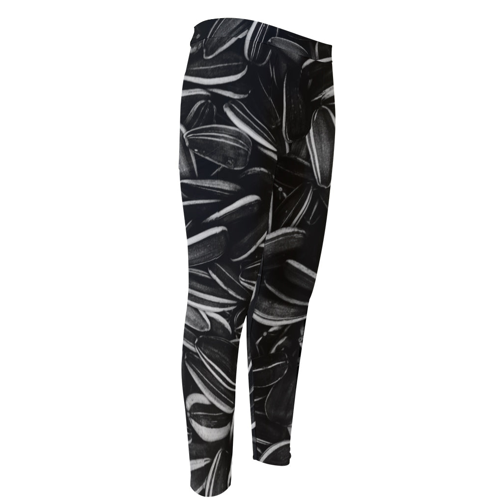 Sunflower Seeds Print Men's Compression Pants