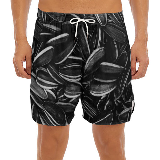 Sunflower Seeds Print Men's Split Running Shorts