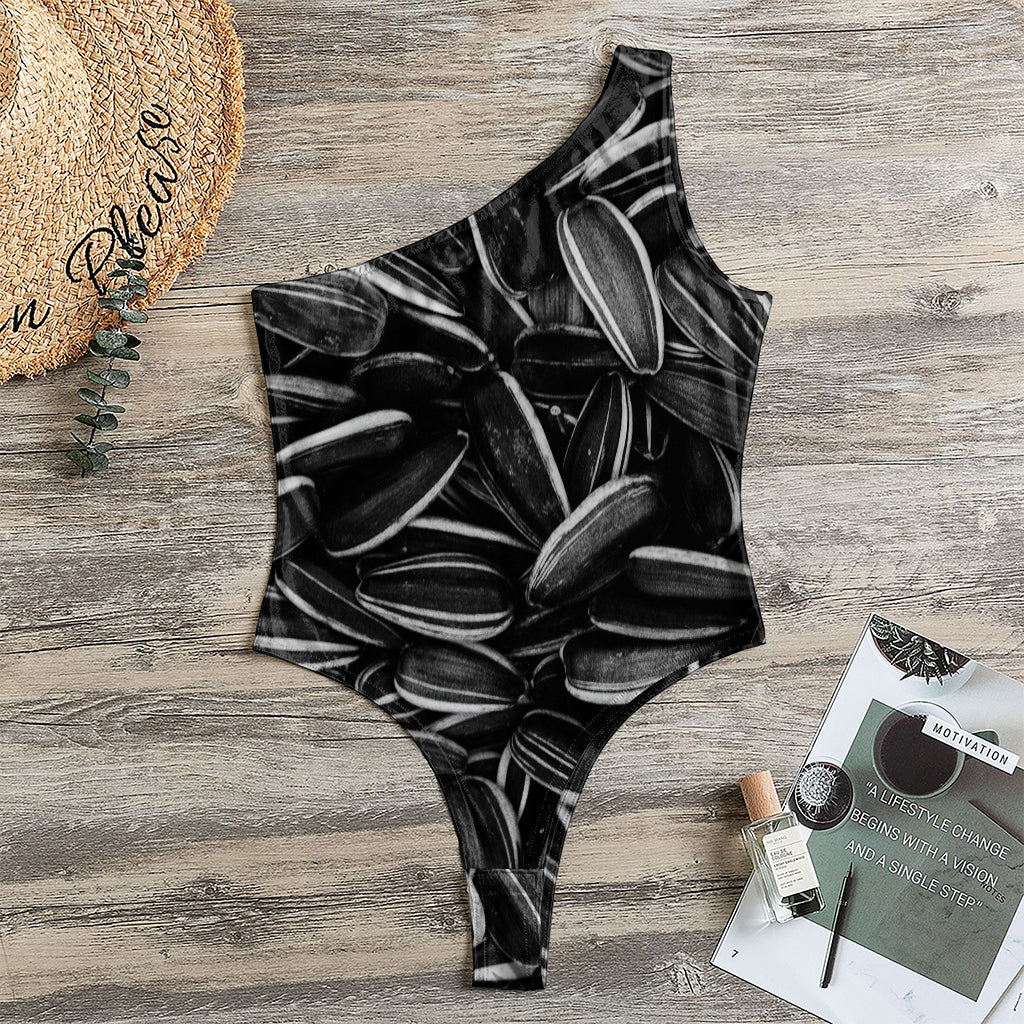 Sunflower Seeds Print One Shoulder Bodysuit