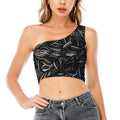 Sunflower Seeds Print One Shoulder Crop Top