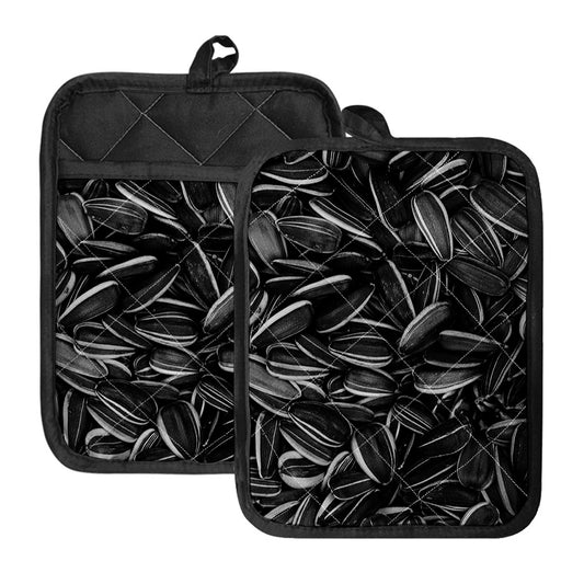 Sunflower Seeds Print Pot Holders With Pocket