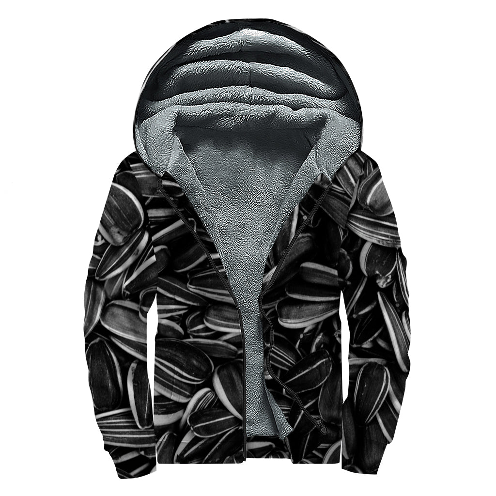 Sunflower Seeds Print Sherpa Lined Zip Up Hoodie