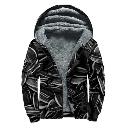 Sunflower Seeds Print Sherpa Lined Zip Up Hoodie