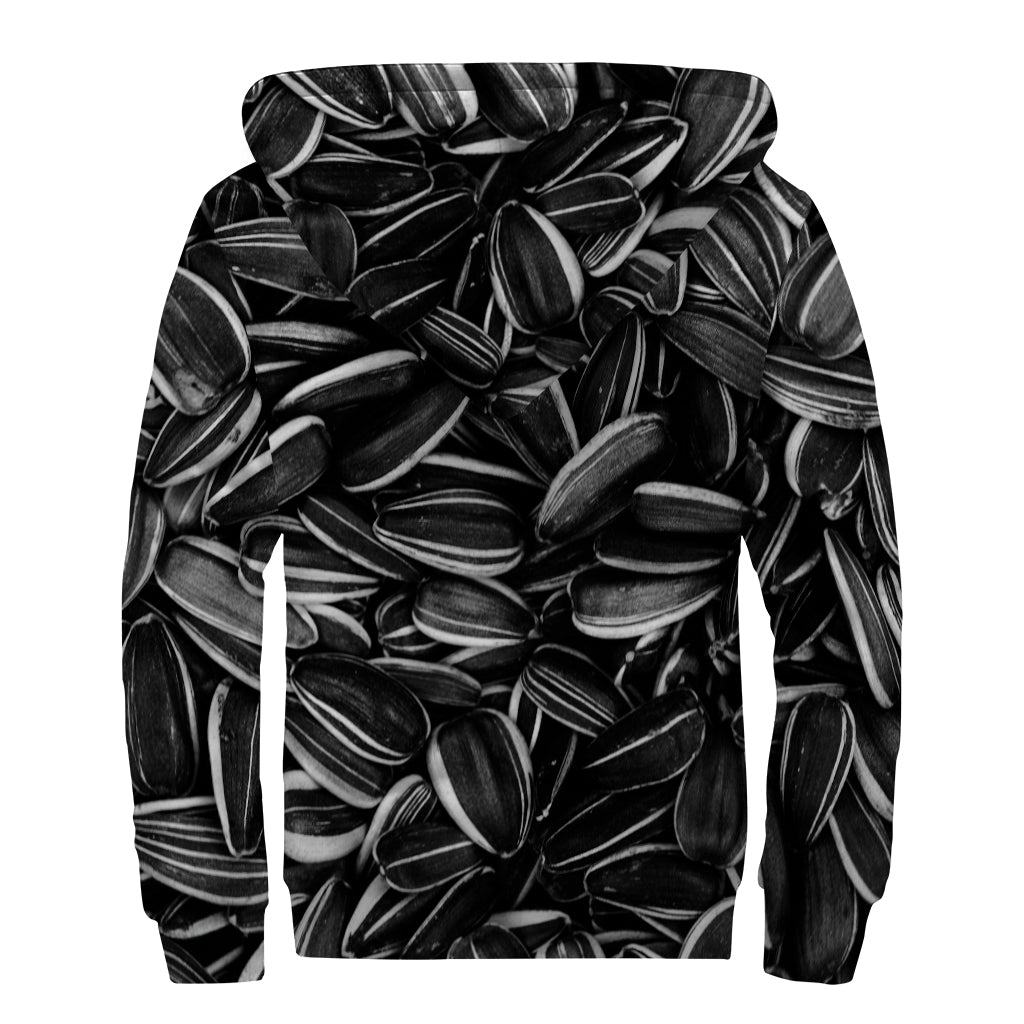 Sunflower Seeds Print Sherpa Lined Zip Up Hoodie