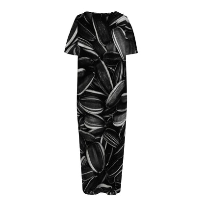 Sunflower Seeds Print Short Sleeve Long Nightdress