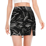 Sunflower Seeds Print Side Slit Mini Skirt