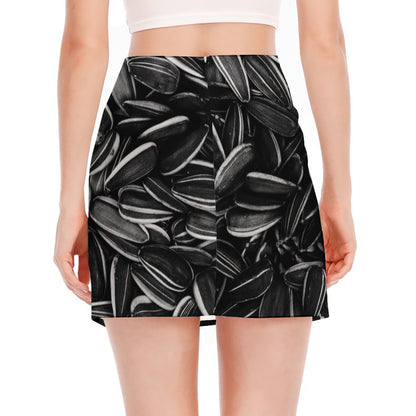 Sunflower Seeds Print Side Slit Mini Skirt