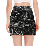 Sunflower Seeds Print Side Slit Mini Skirt