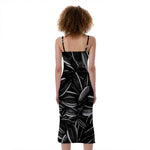 Sunflower Seeds Print Slim Fit Midi Cami Dress