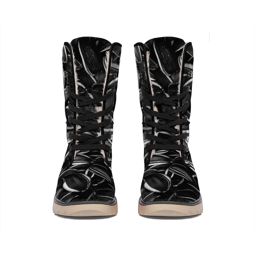 Sunflower Seeds Print Winter Boots