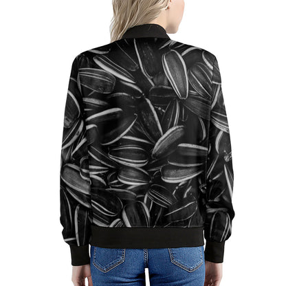 Sunflower Seeds Print Women's Bomber Jacket