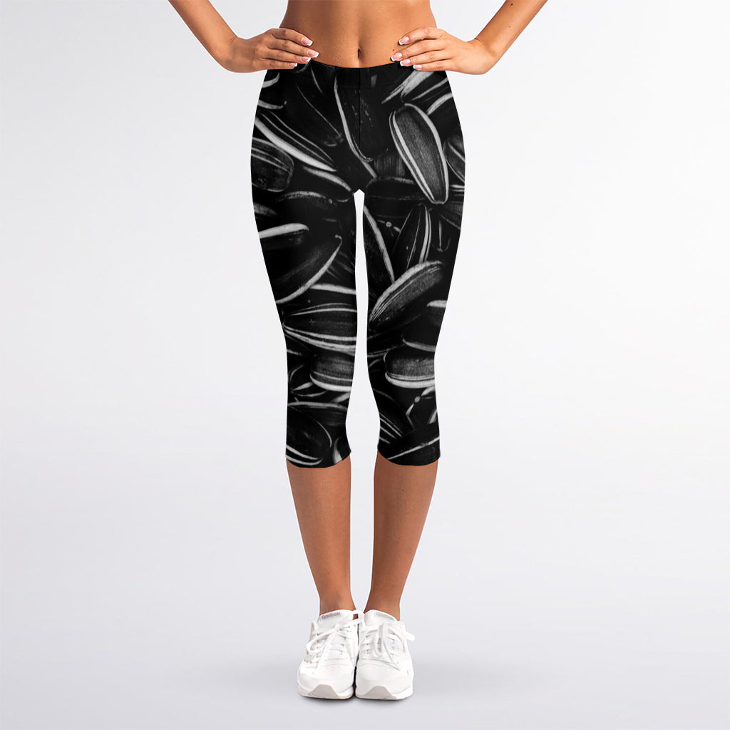 Sunflower Seeds Print Women's Capri Leggings