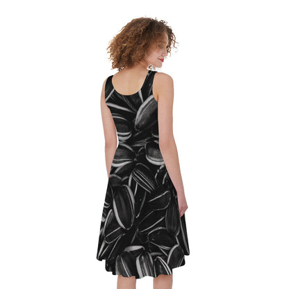 Sunflower Seeds Print Women's Sleeveless Dress