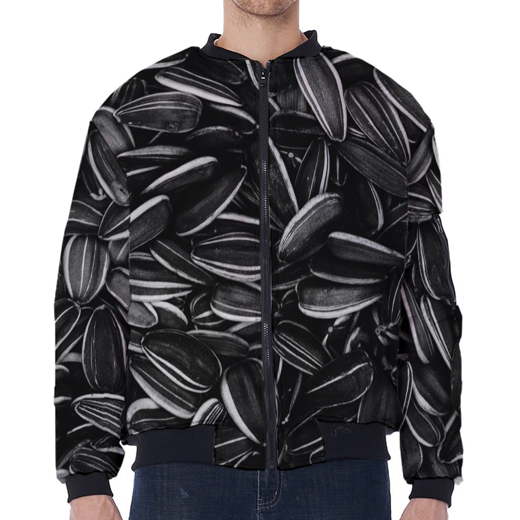Sunflower Seeds Print Zip Sleeve Bomber Jacket