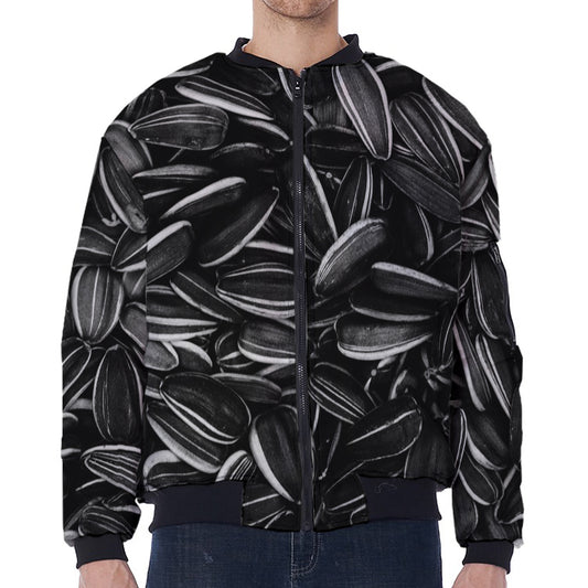 Sunflower Seeds Print Zip Sleeve Bomber Jacket