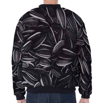 Sunflower Seeds Print Zip Sleeve Bomber Jacket