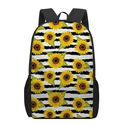 Sunflower Striped Pattern Print 17 Inch Backpack