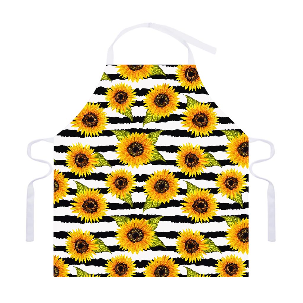Sunflower Striped Pattern Print Adjustable Apron