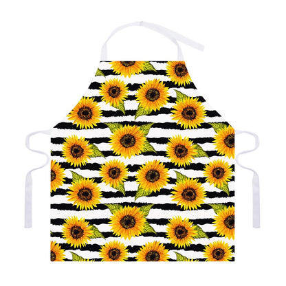 Sunflower Striped Pattern Print Adjustable Apron