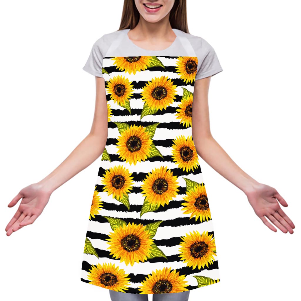 Sunflower Striped Pattern Print Adjustable Apron