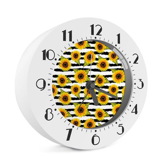 Sunflower Striped Pattern Print Alarm Clock