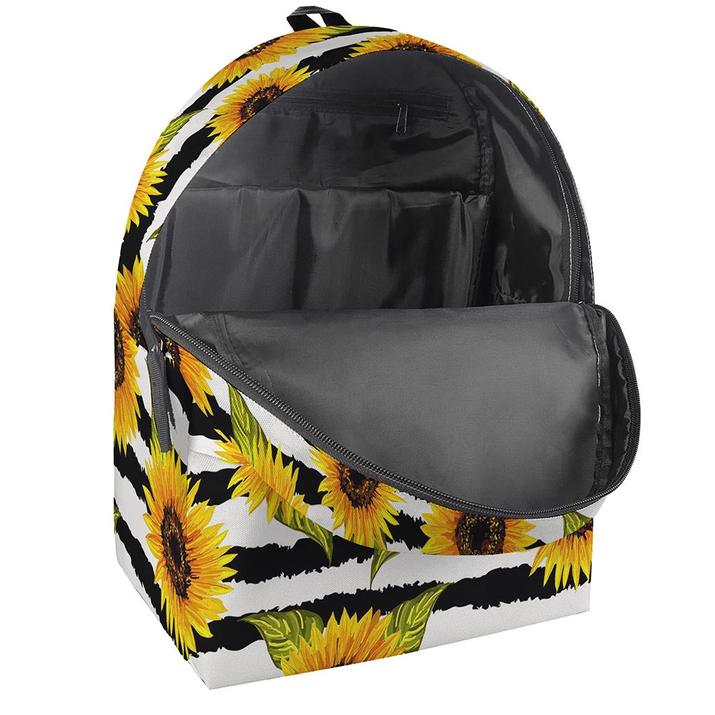 Sunflower Striped Pattern Print Backpack