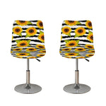 Sunflower Striped Pattern Print Bar Stool Covers