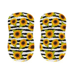 Sunflower Striped Pattern Print Bar Stool Covers