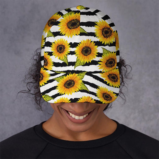 Sunflower Striped Pattern Print Baseball Cap