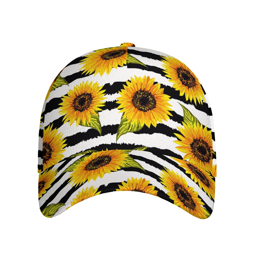 Sunflower Striped Pattern Print Baseball Cap