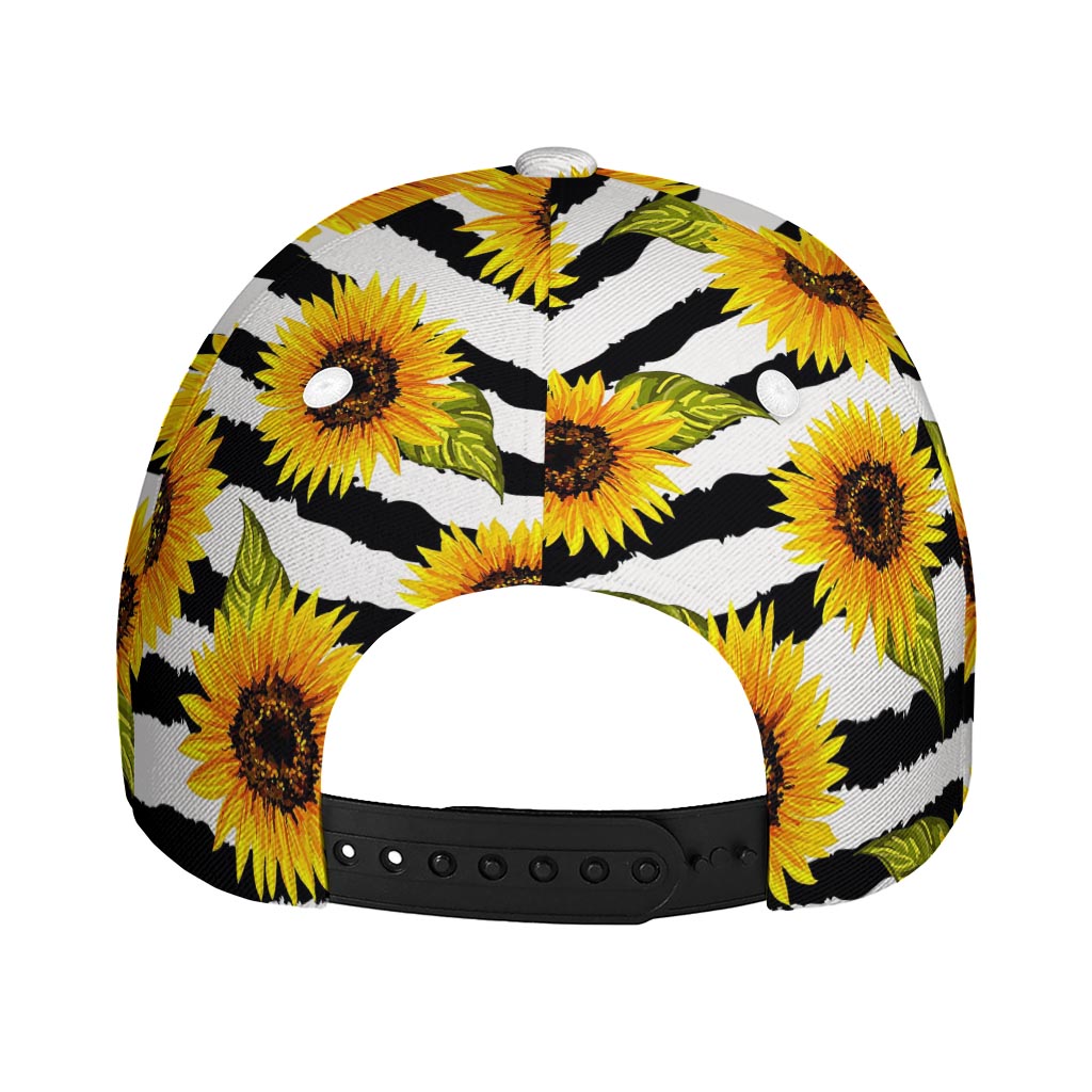 Sunflower Striped Pattern Print Baseball Cap