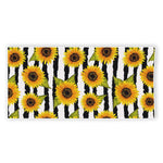 Sunflower Striped Pattern Print Beach Towel