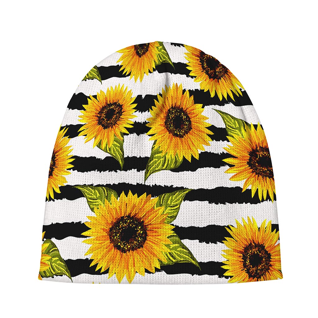 Sunflower Striped Pattern Print Beanie