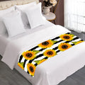 Sunflower Striped Pattern Print Bed Runner