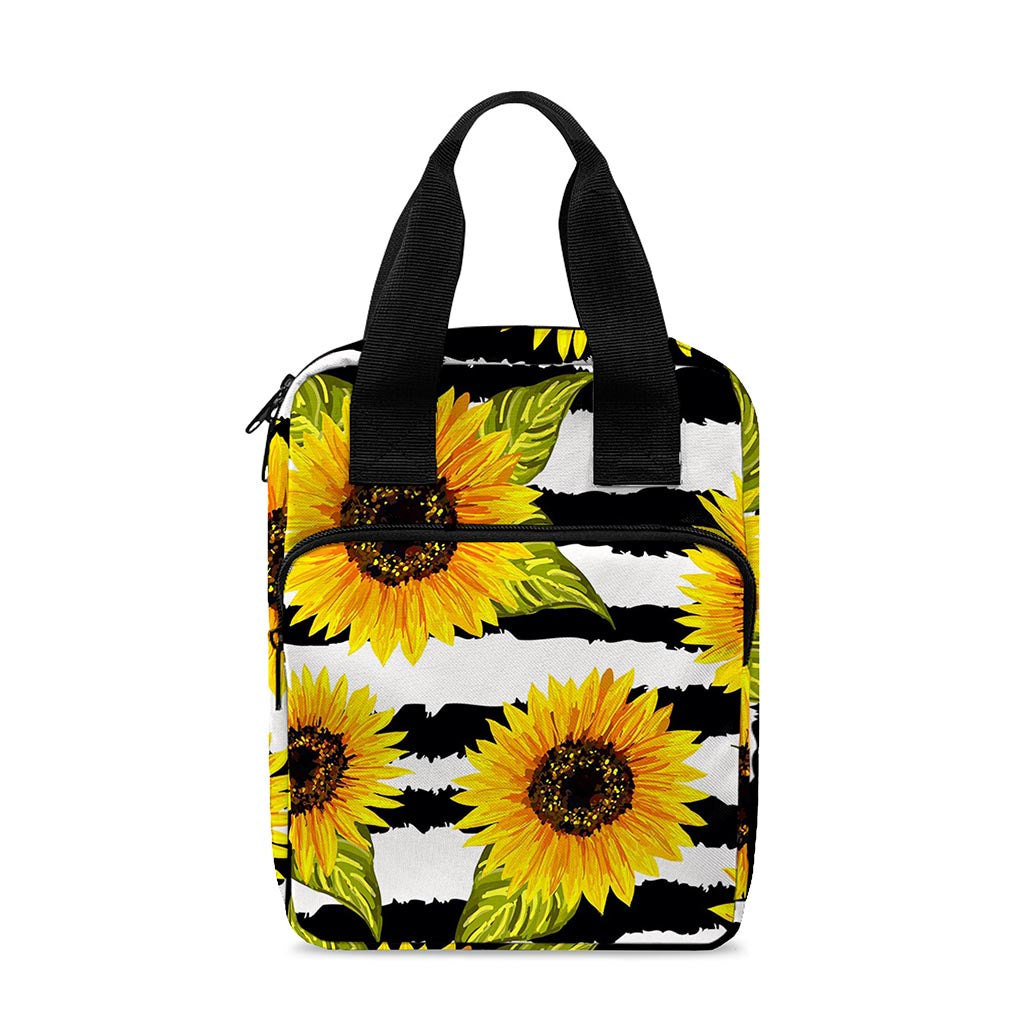 Sunflower Striped Pattern Print Bible Tote Bag