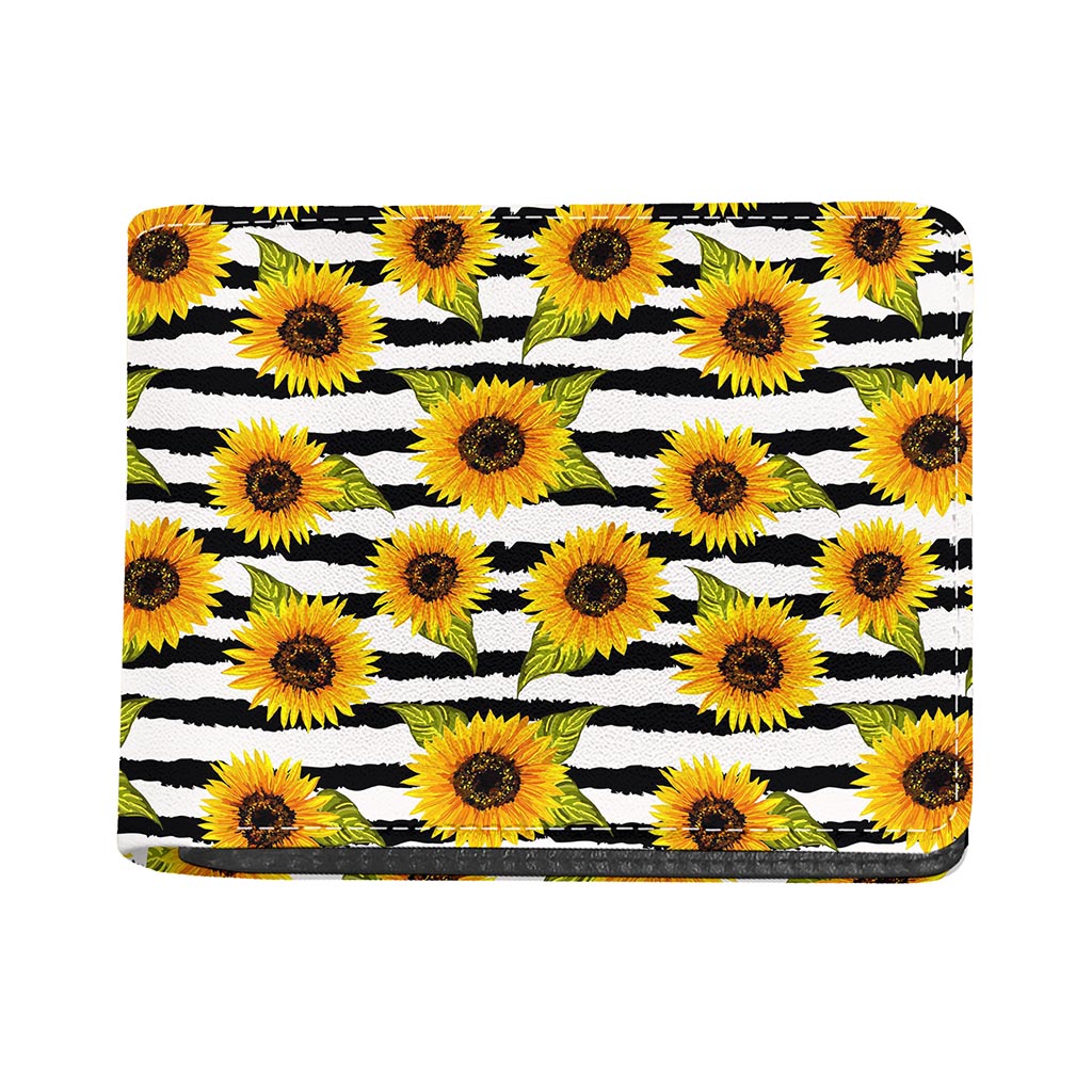 Sunflower Striped Pattern Print Bifold Wallet